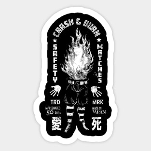 Crash and Burning Man Sticker